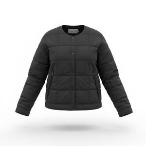 Rebecca Minkoff Black Quilted Snap-Front Puffer